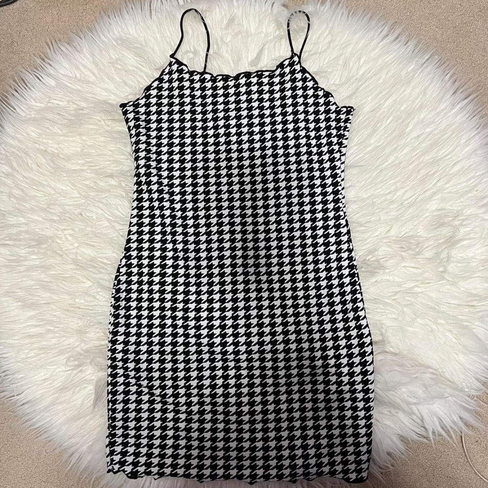 Black and white Houndstooth print spring summer dress size large